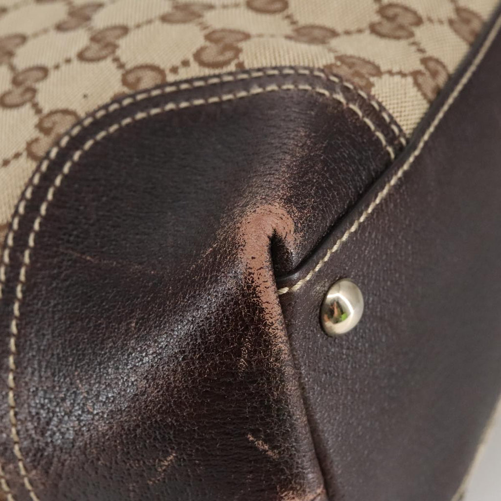 GUCCI GG Canvas Web Sherry Line Shoulder Bag Beige Gold 181779 101185