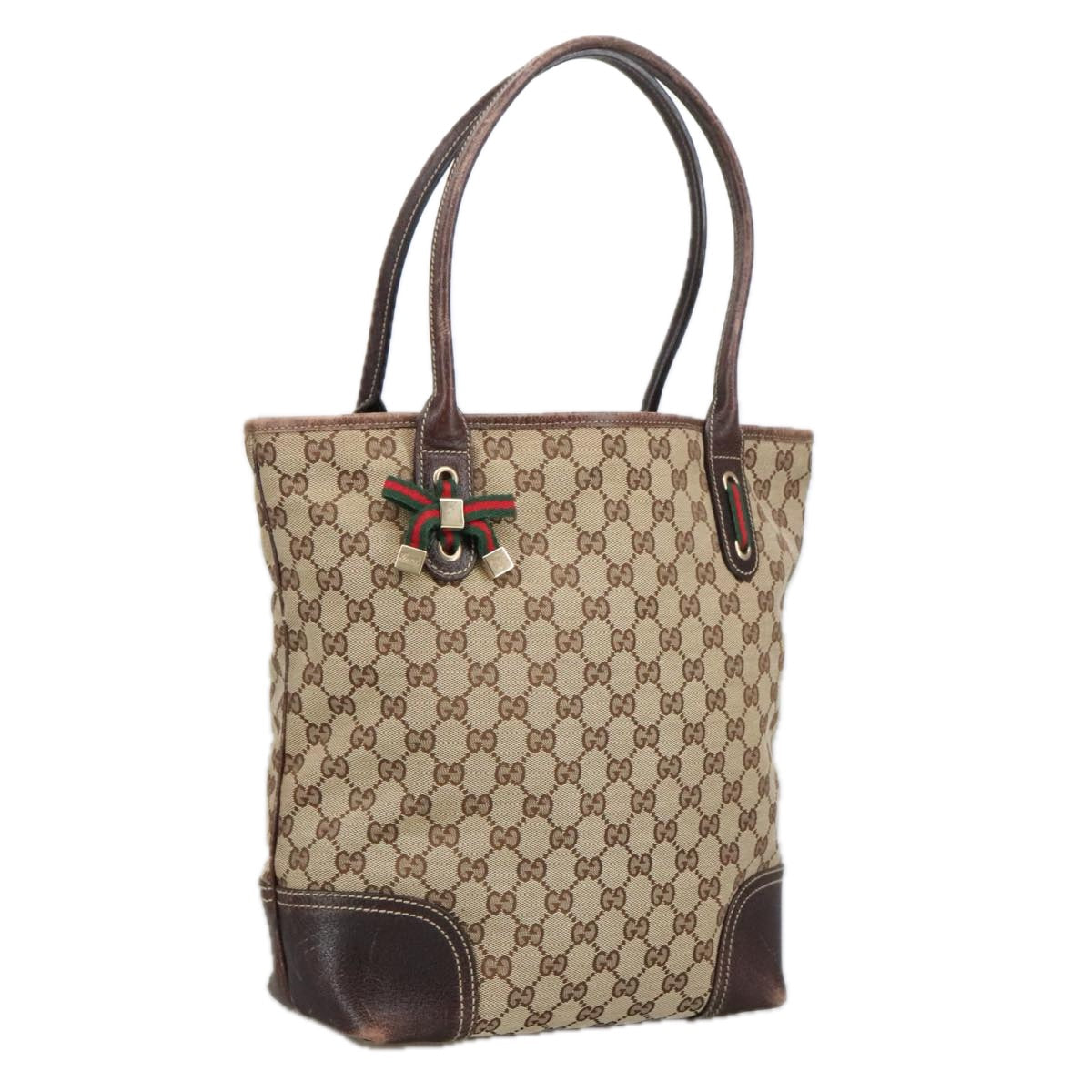 GUCCI GG Canvas Web Sherry Line Shoulder Bag Beige Gold 181779 101185