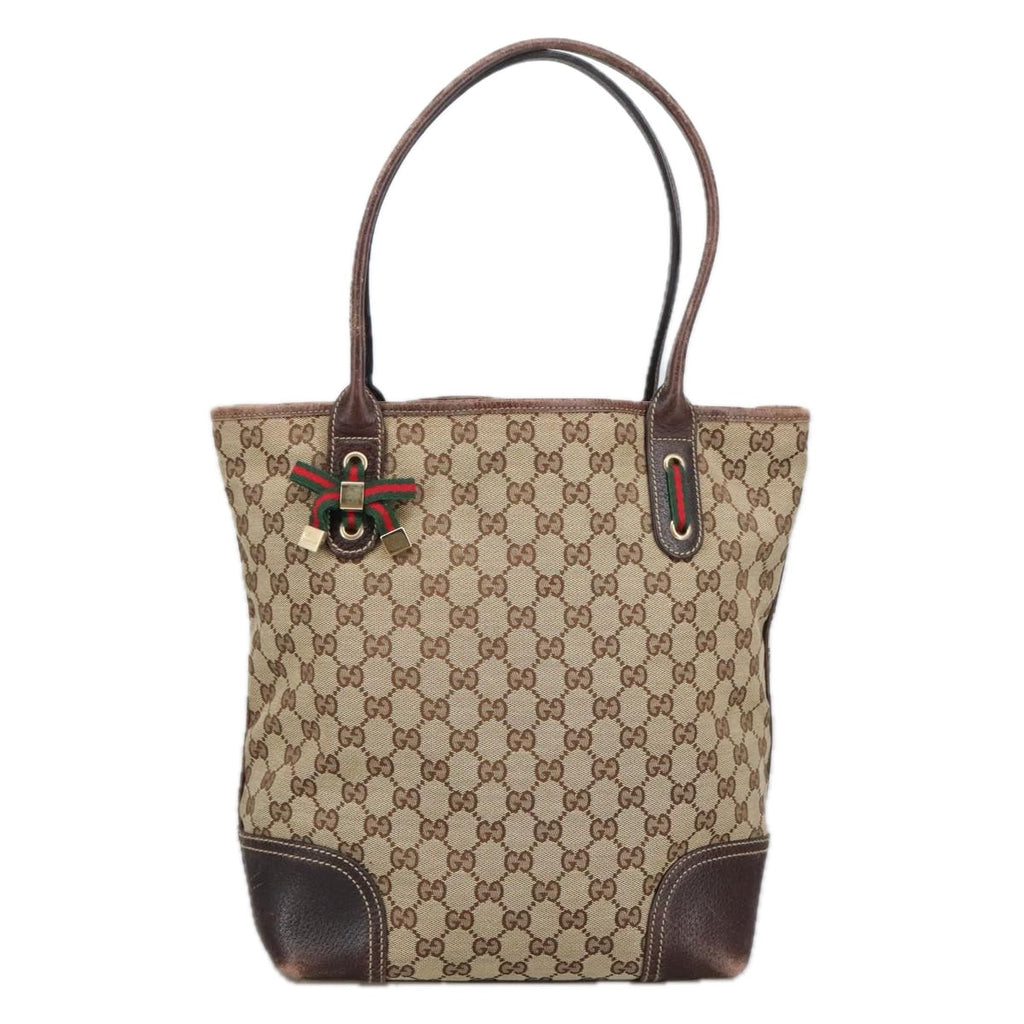GUCCI GG Canvas Web Sherry Line Shoulder Bag Beige Gold 181779 101185