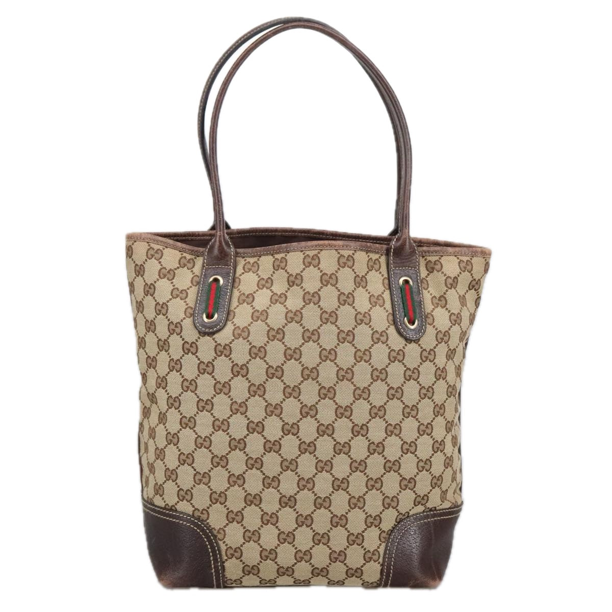 GUCCI GG Canvas Web Sherry Line Shoulder Bag Beige Gold 181779 101185