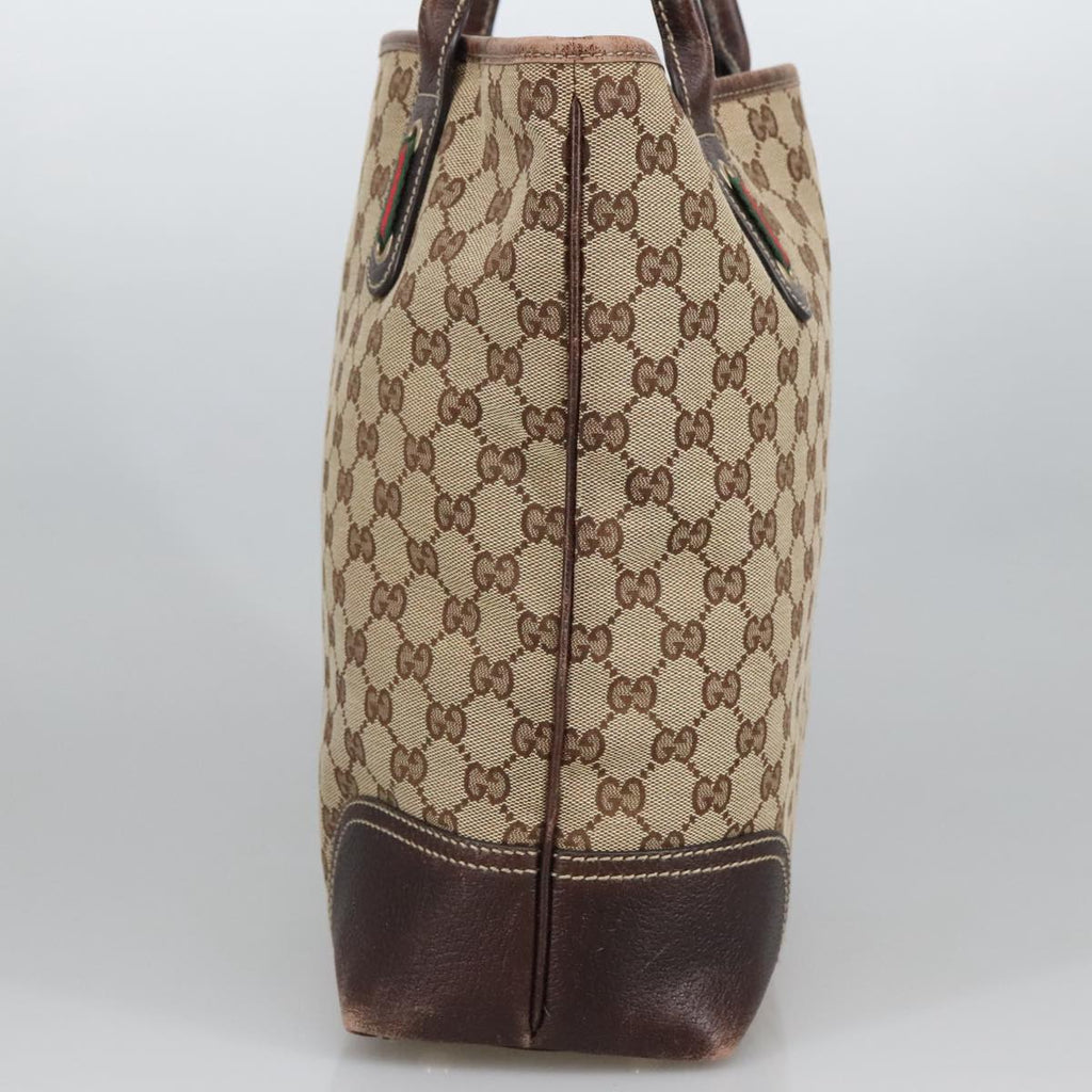 GUCCI GG Canvas Web Sherry Line Shoulder Bag Beige Gold 181779 101185