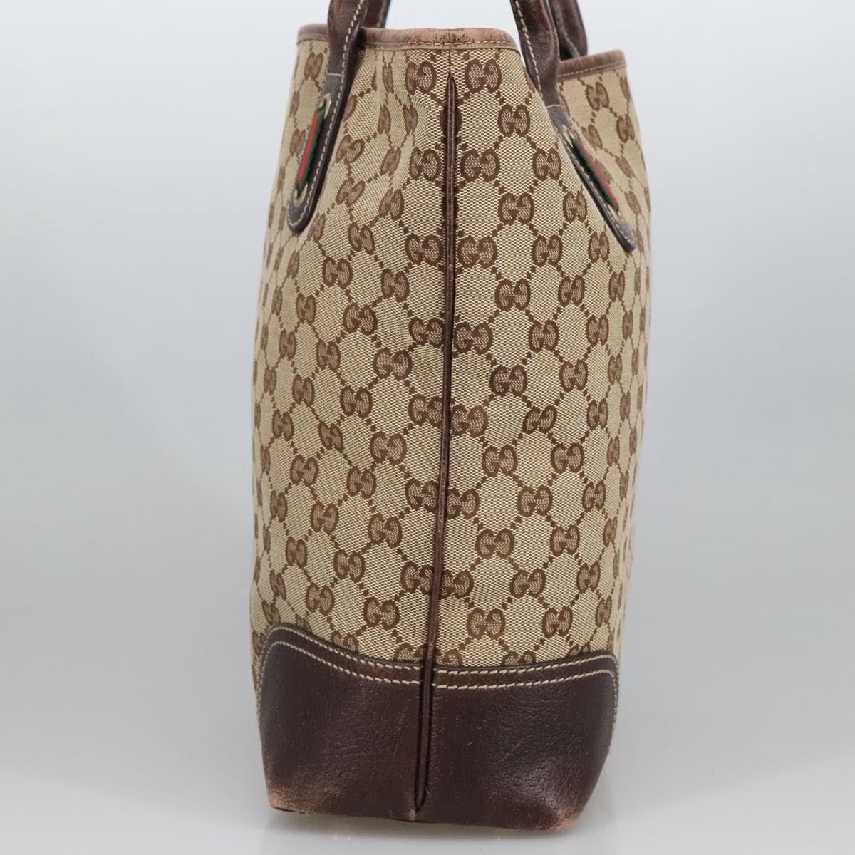 GUCCI GG Canvas Web Sherry Line Shoulder Bag Beige Gold 181779 101185