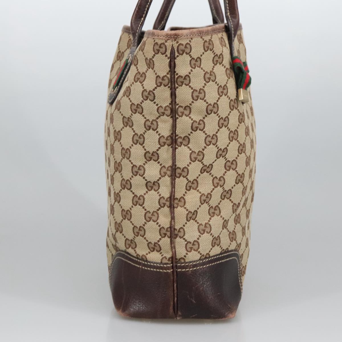 GUCCI GG Canvas Web Sherry Line Shoulder Bag Beige Gold 181779 101185