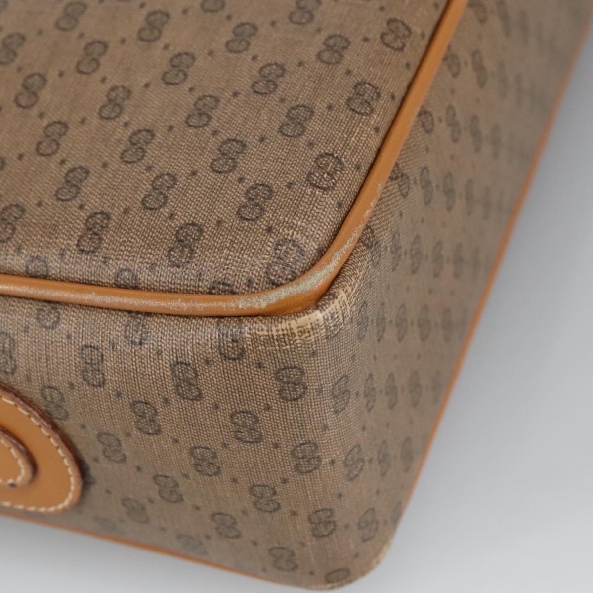 GUCCI Micro GG Supreme Shoulder Bag PVC Leather Beige Gold 101192