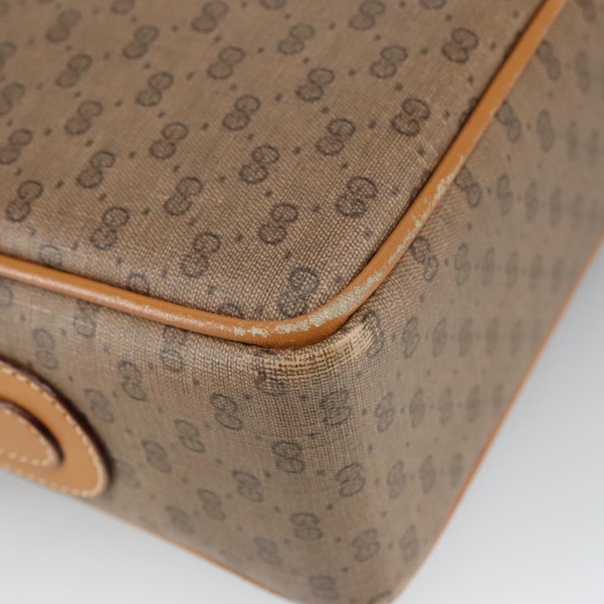 GUCCI Micro GG Supreme Shoulder Bag PVC Leather Beige Gold 101192