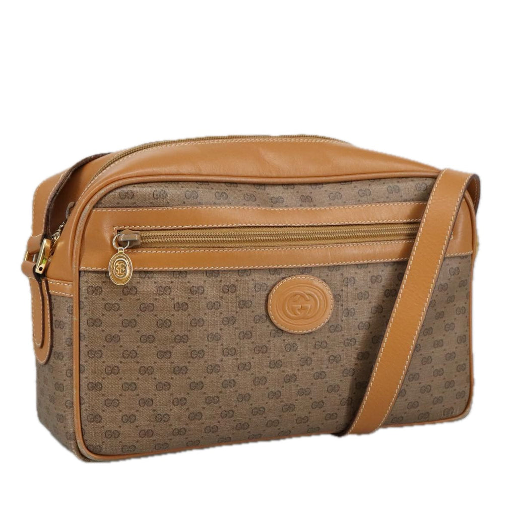 GUCCI Micro GG Supreme Shoulder Bag PVC Leather Beige Gold 101192