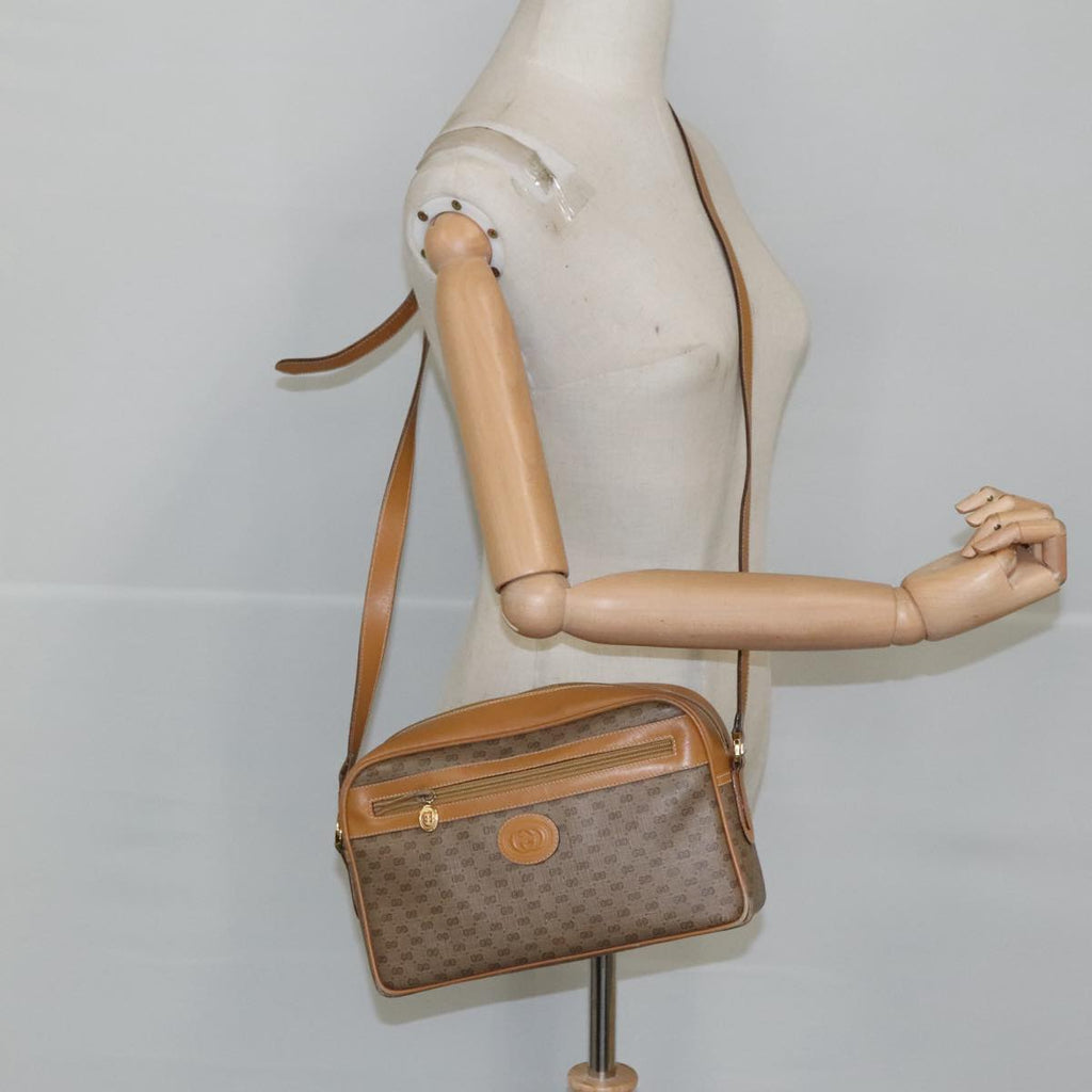 GUCCI Micro GG Supreme Shoulder Bag PVC Leather Beige Gold 101192