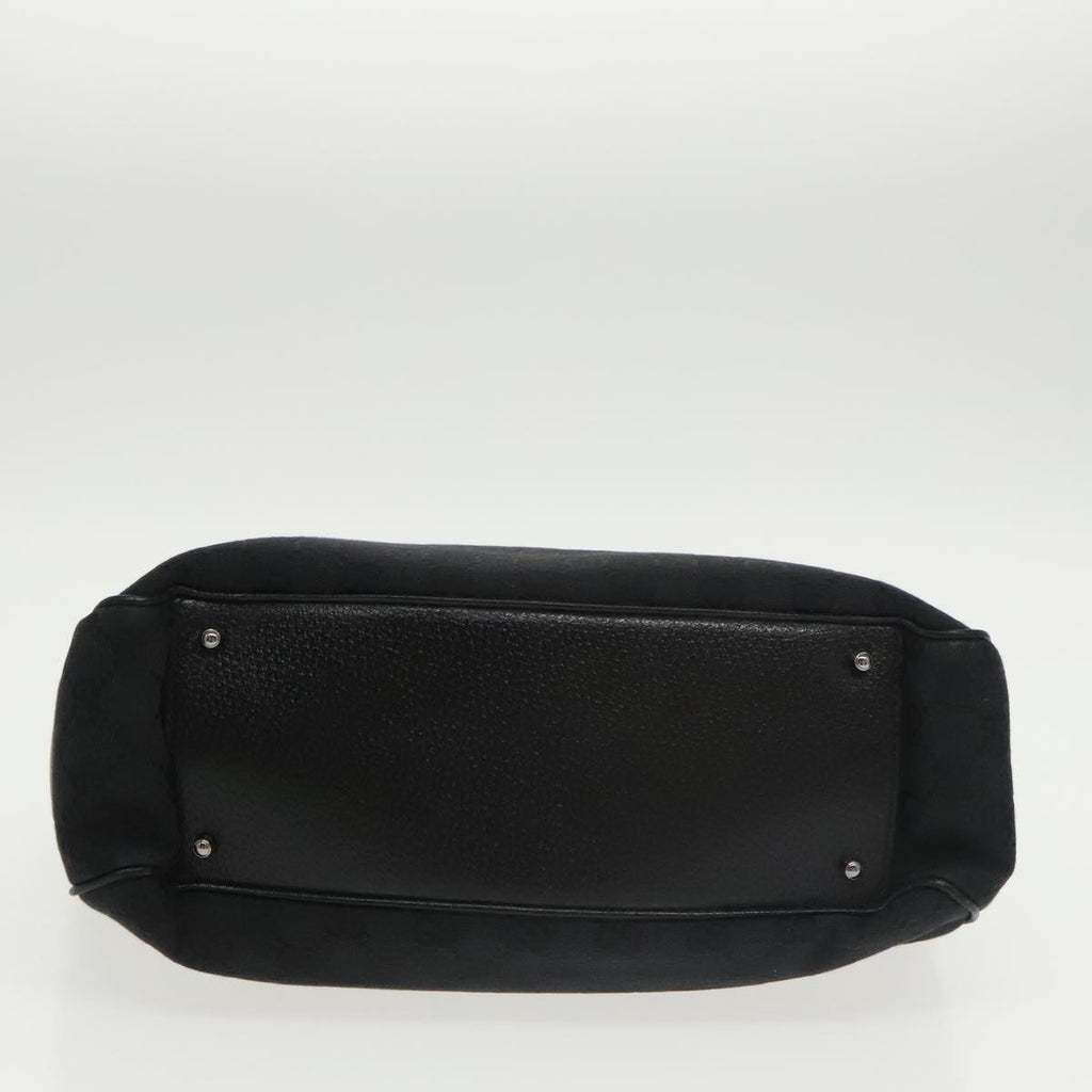 GUCCI GG Canvas Hand Bag Black Silver 113011 101218
