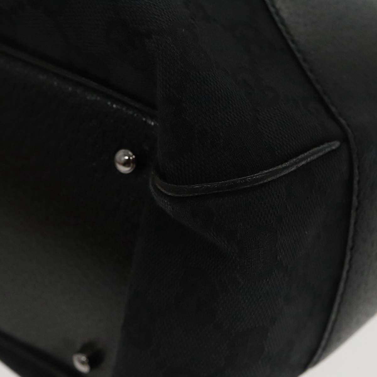 GUCCI GG Canvas Hand Bag Black Silver 113011 101218