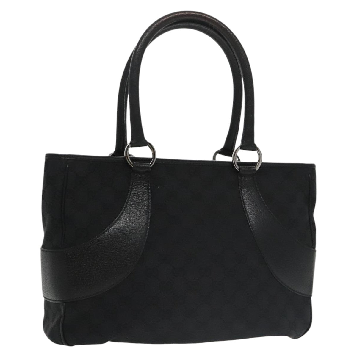 GUCCI GG Canvas Hand Bag Black Silver 113011 101218