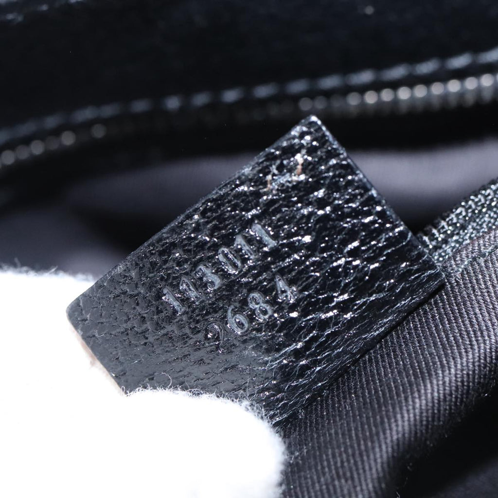 GUCCI GG Canvas Hand Bag Black Silver 113011 101218