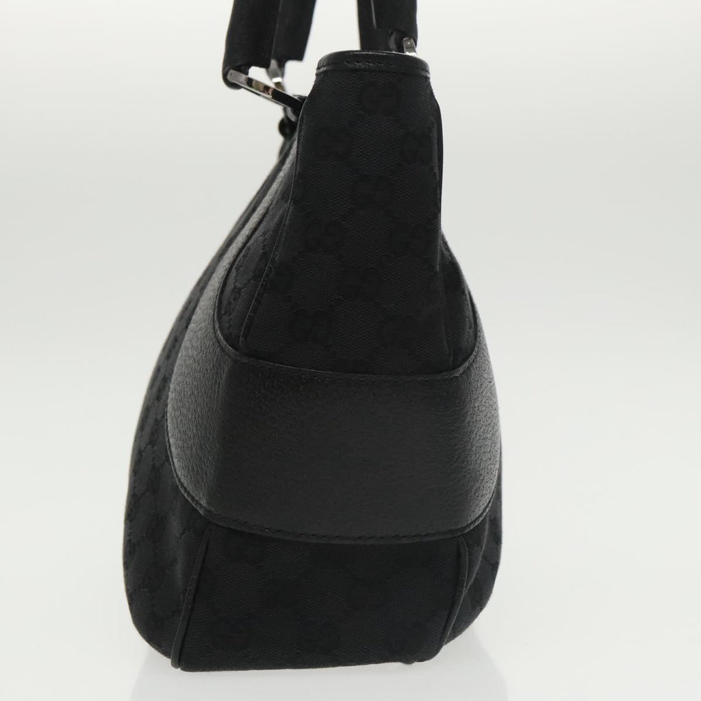 GUCCI GG Canvas Hand Bag Black Silver 113011 101218