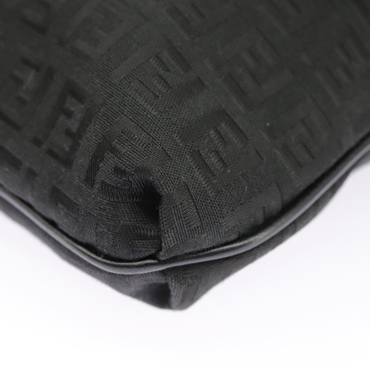 FENDI Zucchino Canvas Mamma Baguette Shoulder Bag Black 101222