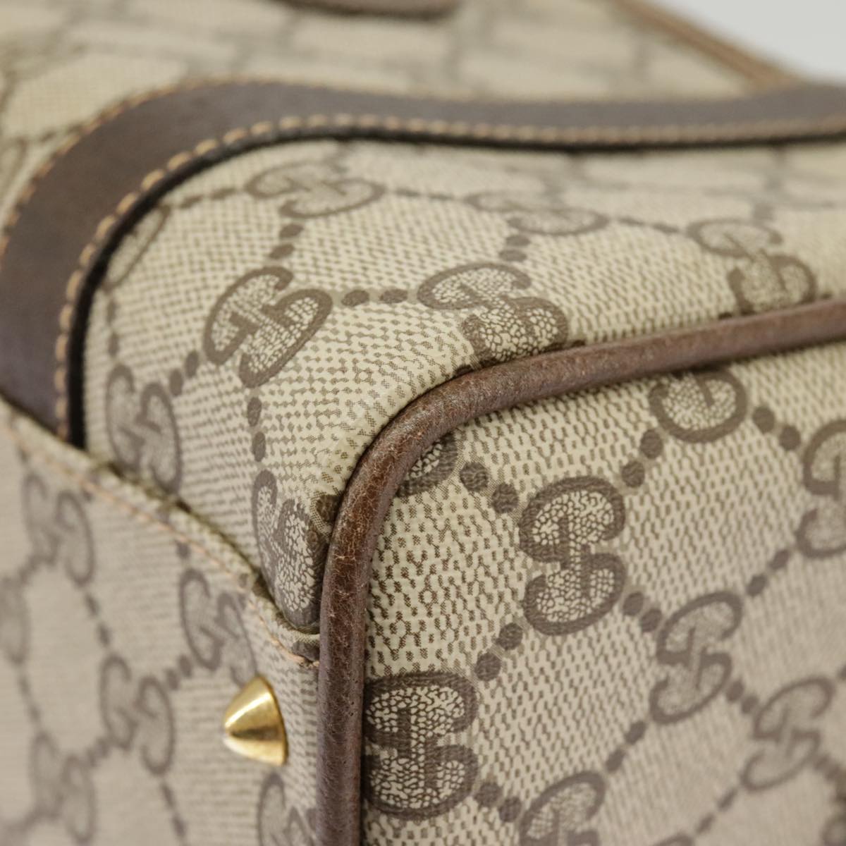 GUCCI GG Supreme Hand Bag PVC Leather Beige Gold 002 58 2140 101244