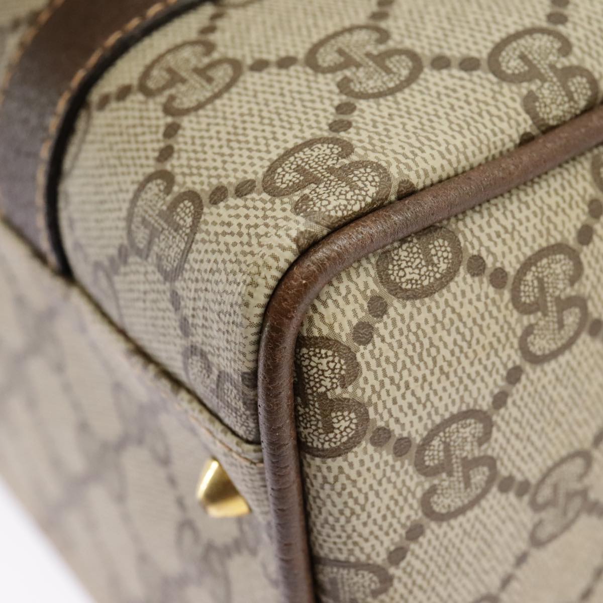 GUCCI GG Supreme Hand Bag PVC Leather Beige Gold 002 58 2140 101244