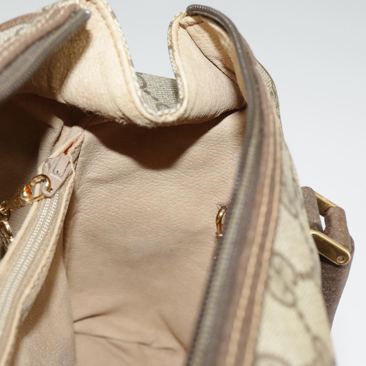 GUCCI GG Supreme Hand Bag PVC Leather Beige Gold 002 58 2140 101244