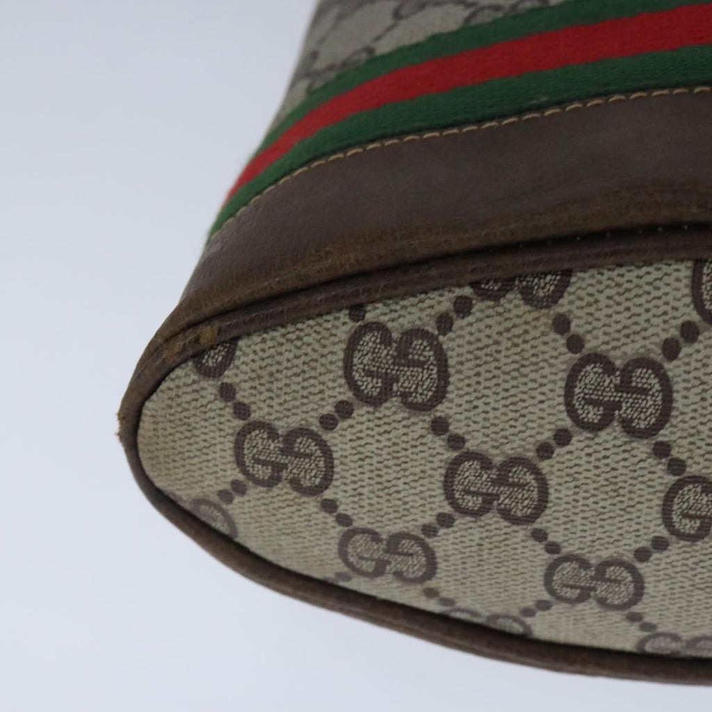 GUCCI GG Supreme Web Sherry Line Shoulder Bag PVC Beige Red Green 101272