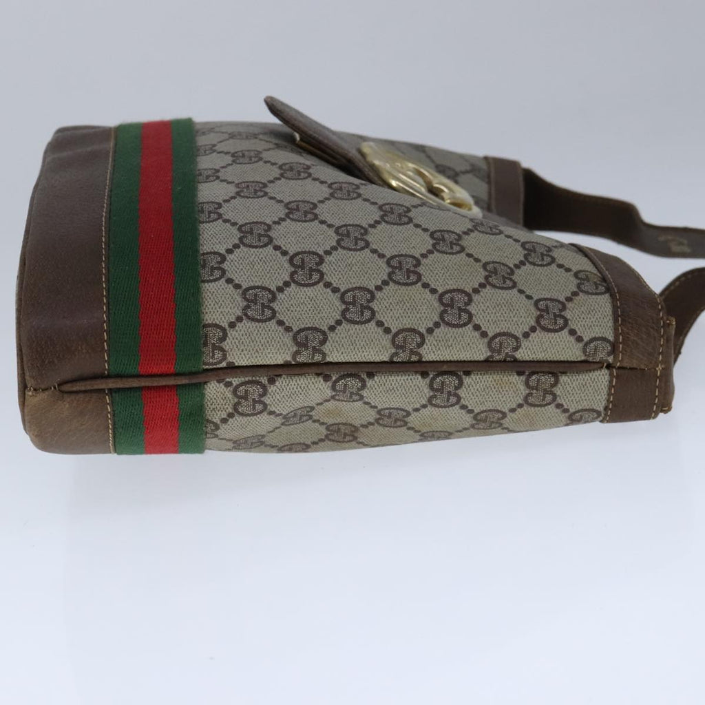GUCCI GG Supreme Web Sherry Line Shoulder Bag PVC Beige Red Green 101272