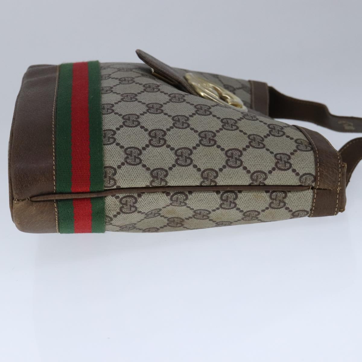 GUCCI GG Supreme Web Sherry Line Shoulder Bag PVC Beige Red Green 101272