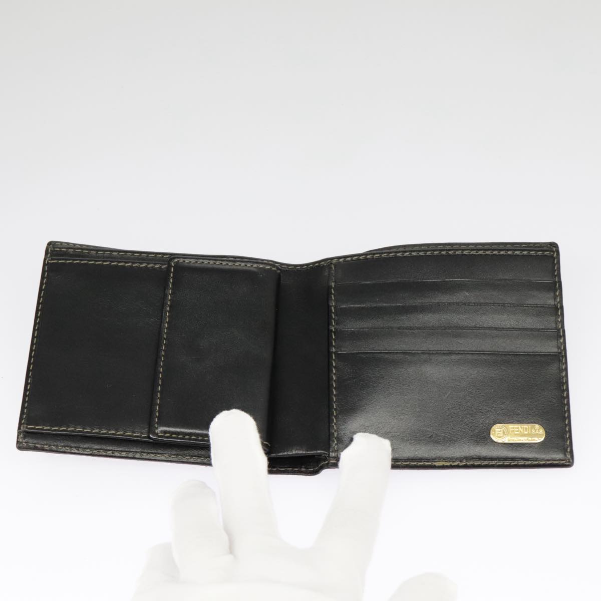 FENDI Pecan Canvas Wallet Black Brown Black Brown 101275