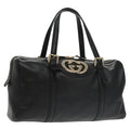 GUCCI Hand Bag Leather Gold Black 170010 101278