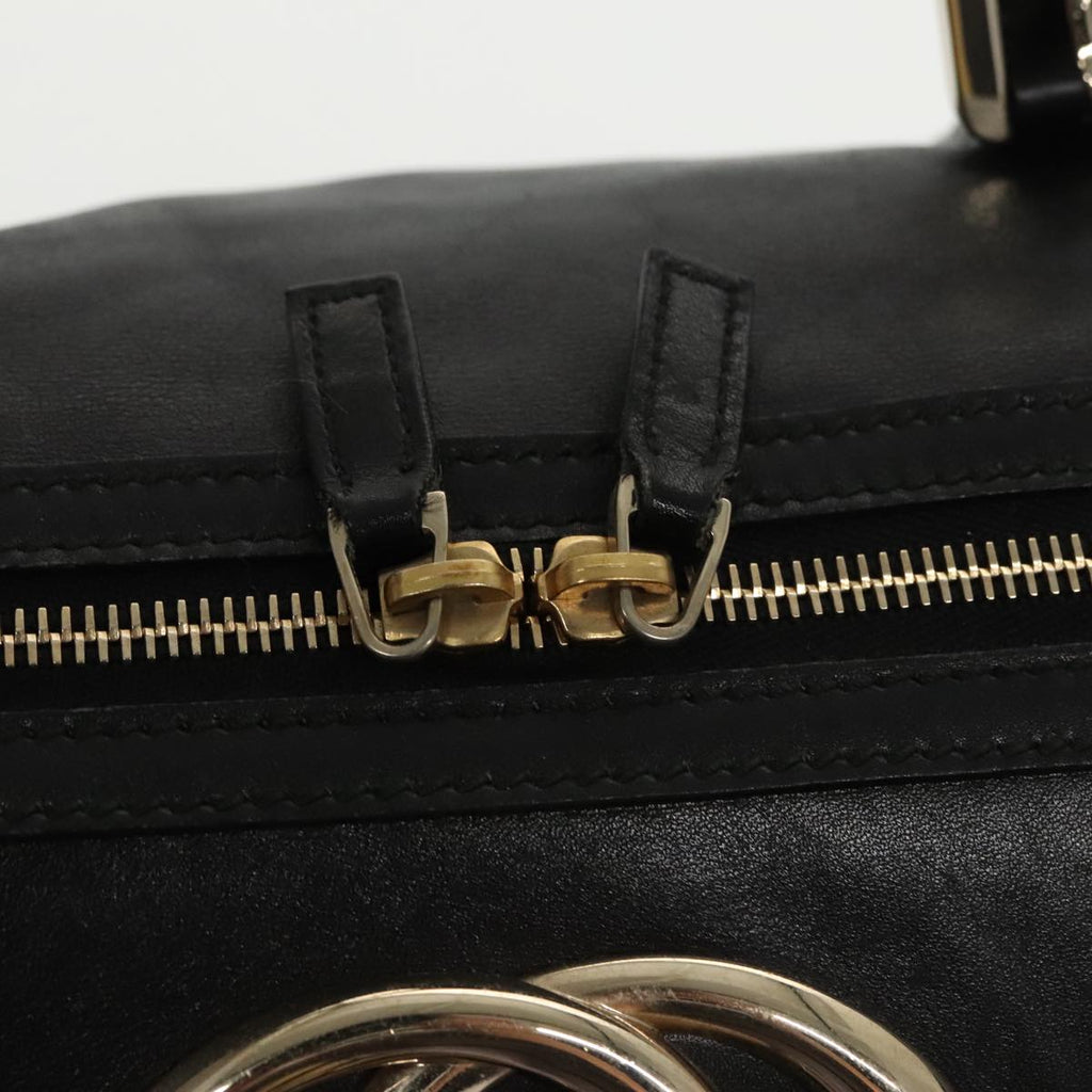 GUCCI Hand Bag Leather Gold Black 170010 101278