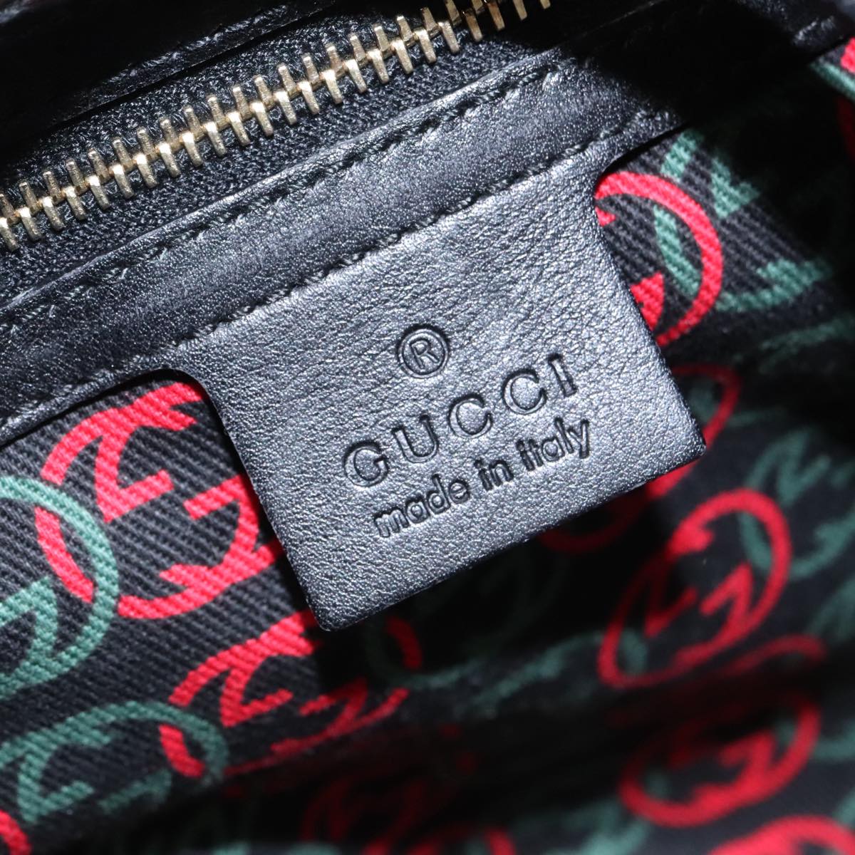 GUCCI Hand Bag Leather Gold Black 170010 101278