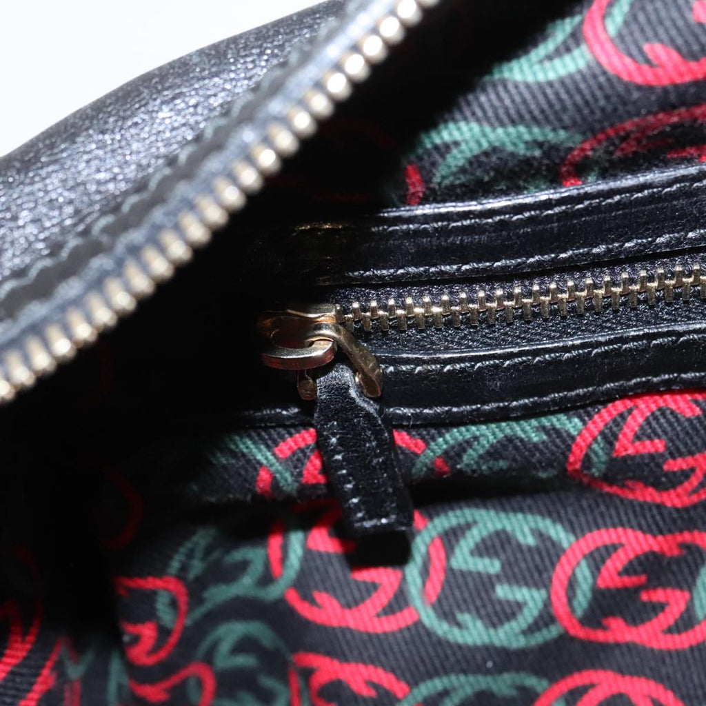 GUCCI Hand Bag Leather Gold Black 170010 101278