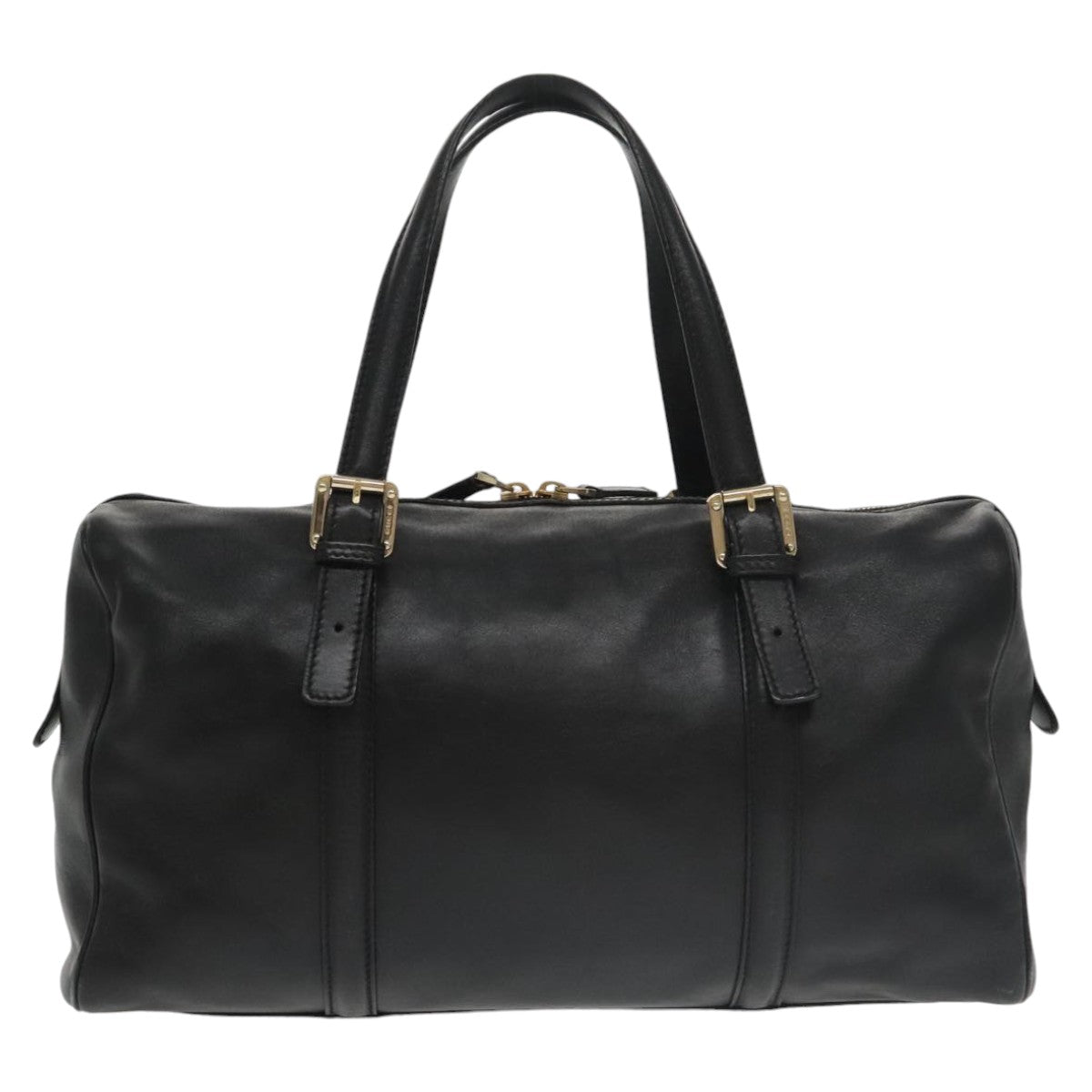 GUCCI Hand Bag Leather Gold Black 170010 101278
