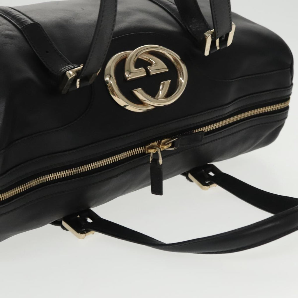 GUCCI Hand Bag Leather Gold Black 170010 101278