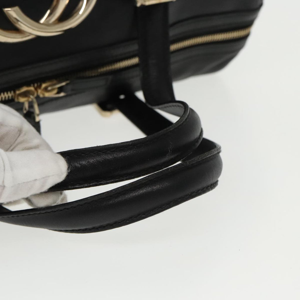 GUCCI Hand Bag Leather Gold Black 170010 101278