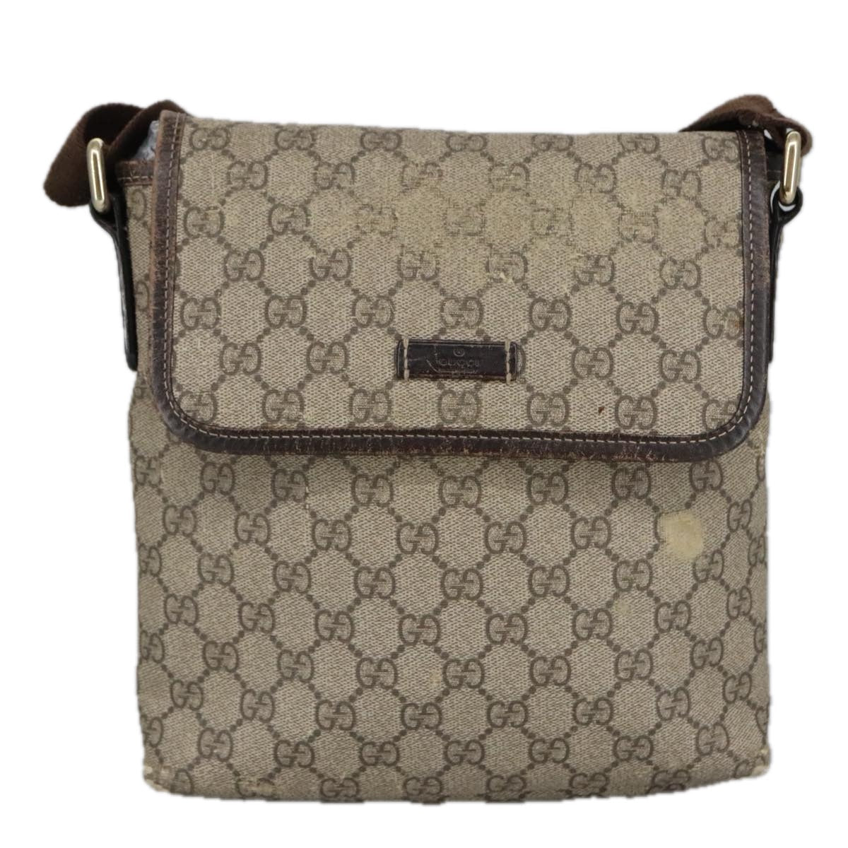 GUCCI GG Supreme Shoulder Bag PVC Beige 223666 101285