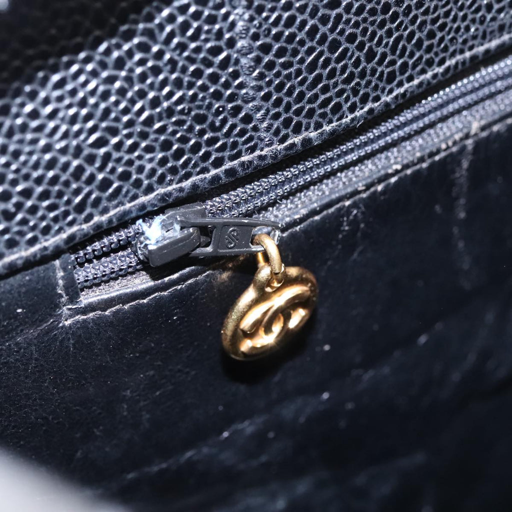CHANEL Matelasse Hand Bag Caviar Skin Black CC 101307A