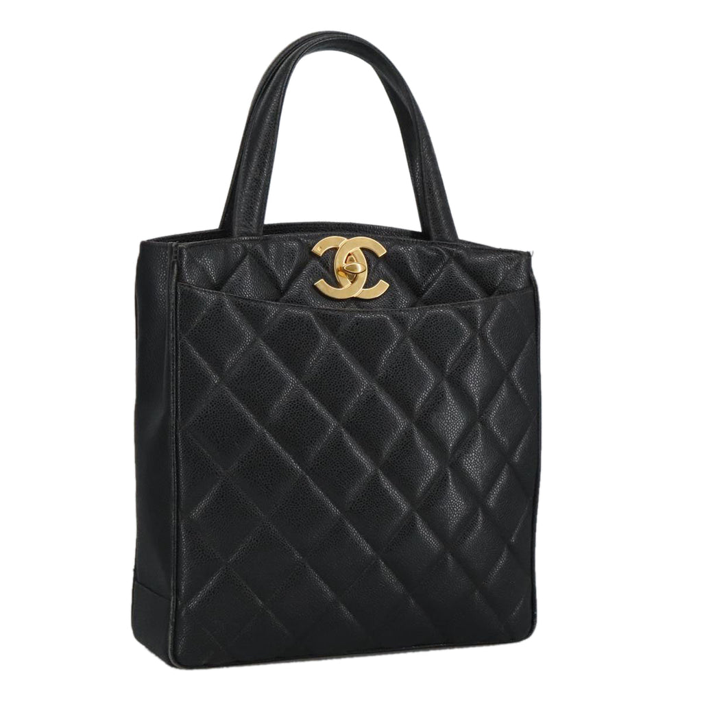 CHANEL Matelasse Hand Bag Caviar Skin Black CC 101307A