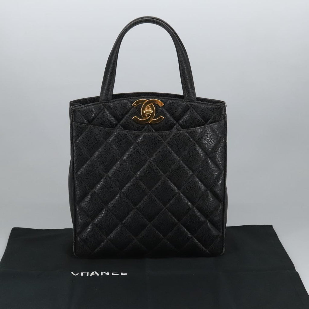 CHANEL Matelasse Hand Bag Caviar Skin Black CC 101307A