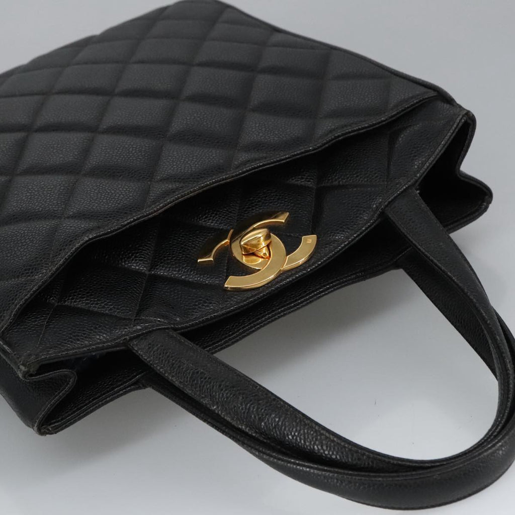 CHANEL Matelasse Hand Bag Caviar Skin Black CC 101307A