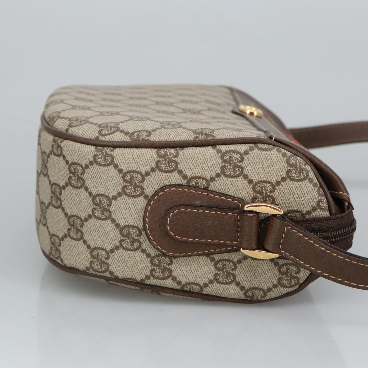 GUCCI GG Supreme Web Sherry Line Bag PVC Beige 001 123 0918 101309A