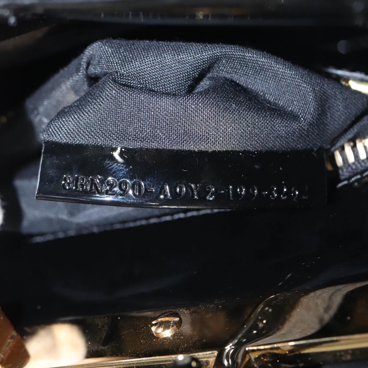 FENDI Pecan Peek A Boo Regular Hand Bag Mouton 2way Black Brown 101314S