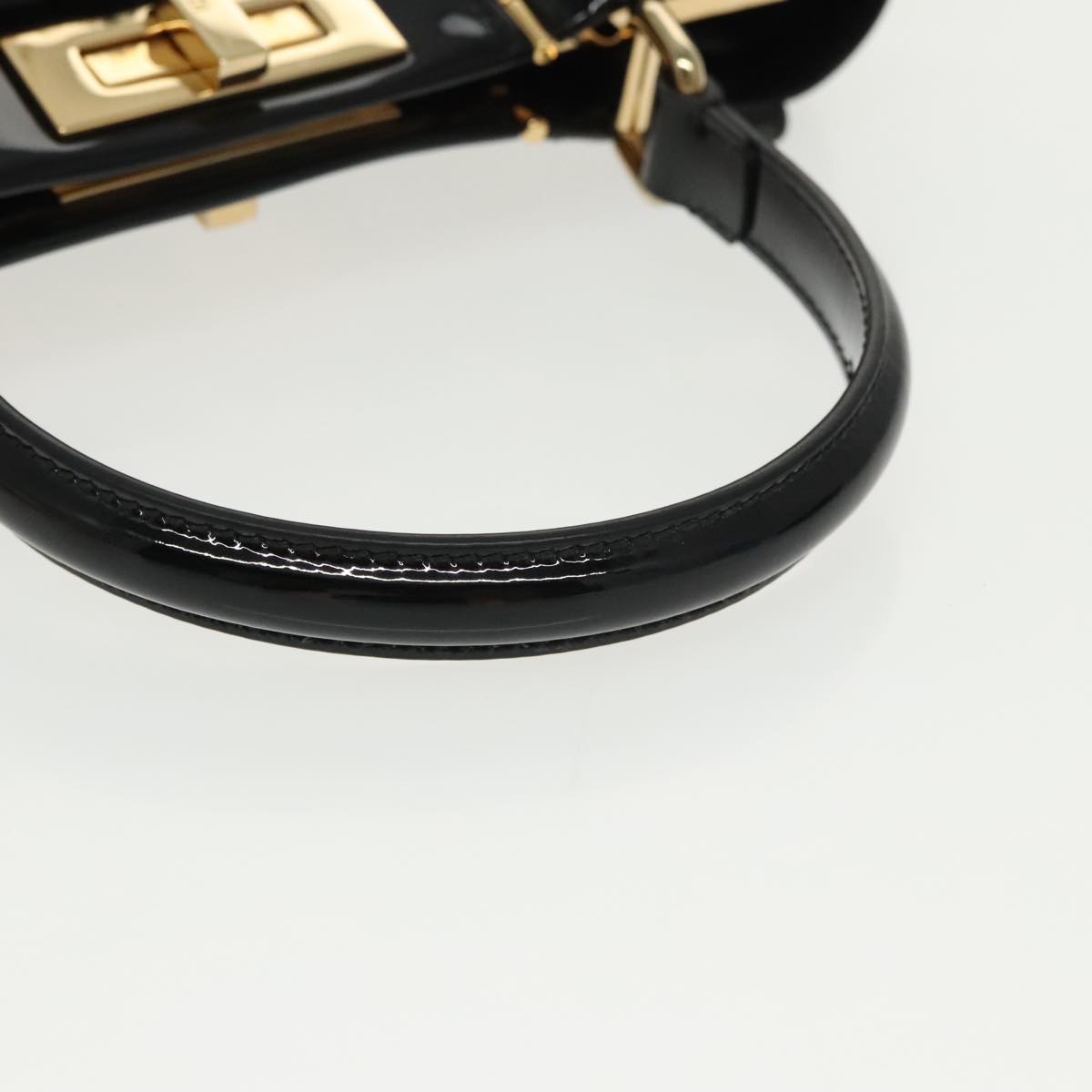 FENDI Pecan Peek A Boo Regular Hand Bag Mouton 2way Black Brown 101314S