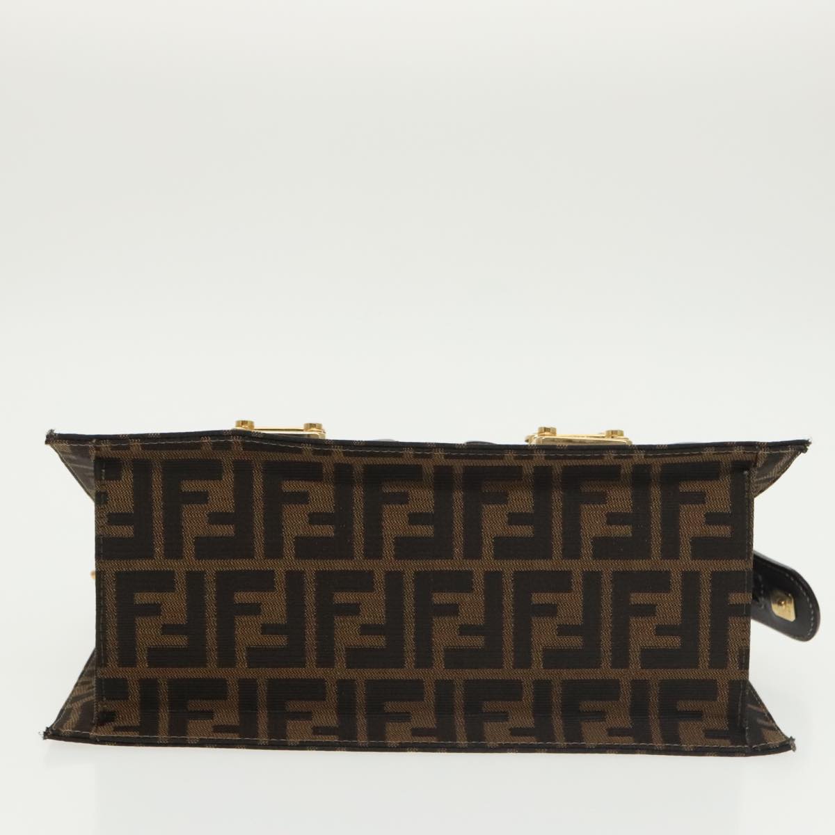 FENDI Zucca Canvas Hand Bag 2way Brown Black gold 101320SA