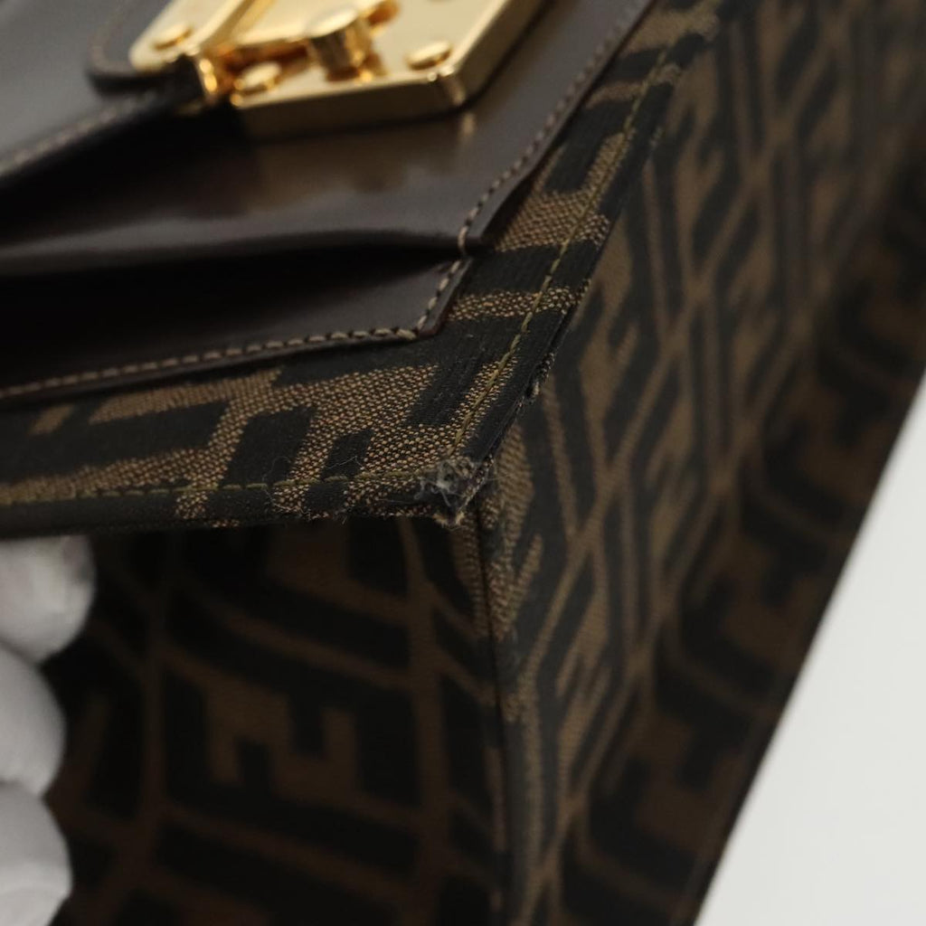 FENDI Zucca Canvas Hand Bag 2way Brown Black gold 101320SA