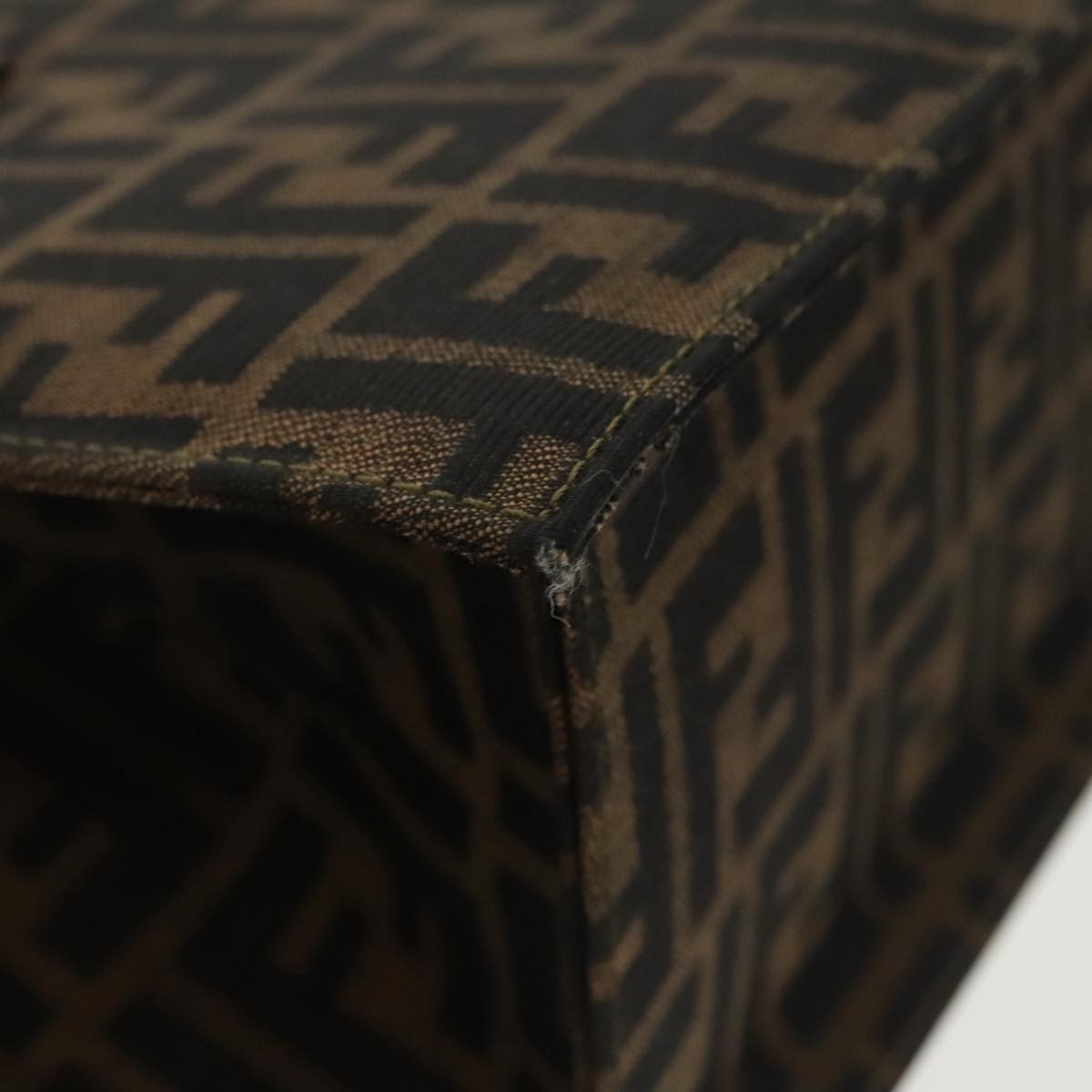 FENDI Zucca Canvas Hand Bag 2way Brown Black gold 101320SA