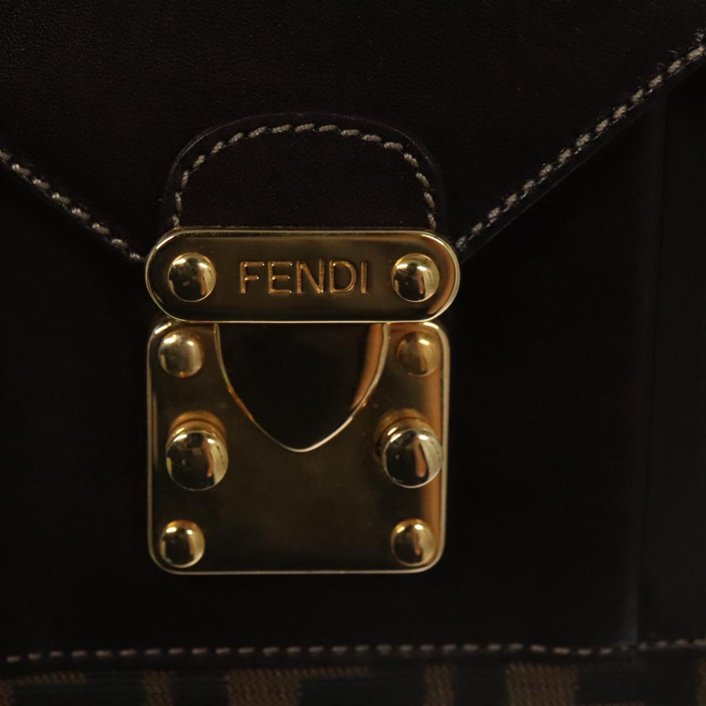 FENDI Zucca Canvas Hand Bag 2way Brown Black gold 101320SA
