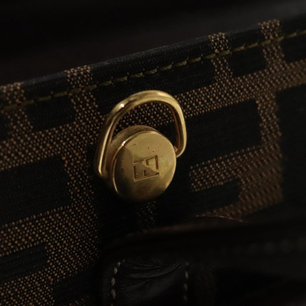FENDI Zucca Canvas Hand Bag 2way Brown Black gold 101320SA