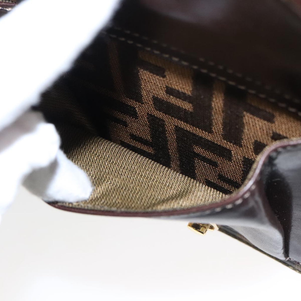 FENDI Zucca Canvas Hand Bag 2way Brown Black gold 101320SA