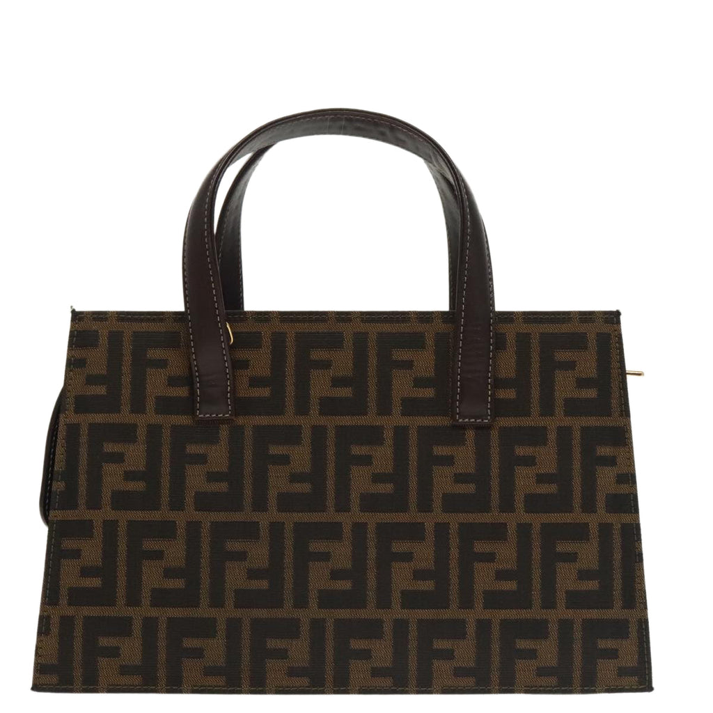 FENDI Zucca Canvas Hand Bag 2way Brown Black gold 101320SA