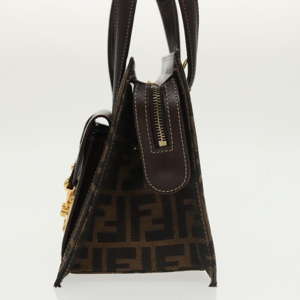 FENDI Zucca Canvas Hand Bag 2way Brown Black gold 101320SA