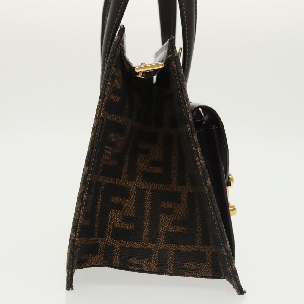 FENDI Zucca Canvas Hand Bag 2way Brown Black gold 101320SA