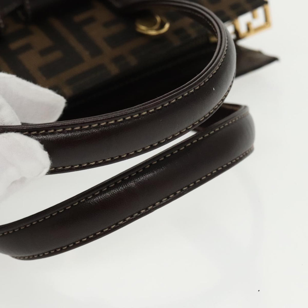 FENDI Zucca Canvas Hand Bag 2way Brown Black gold 101320SA