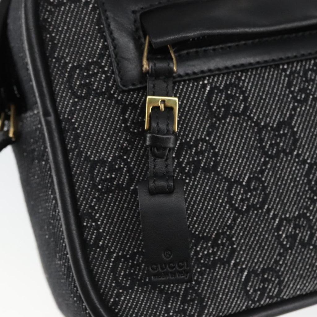 GUCCI GG Canvas Shoulder Bag Black Gold 92729 101322A